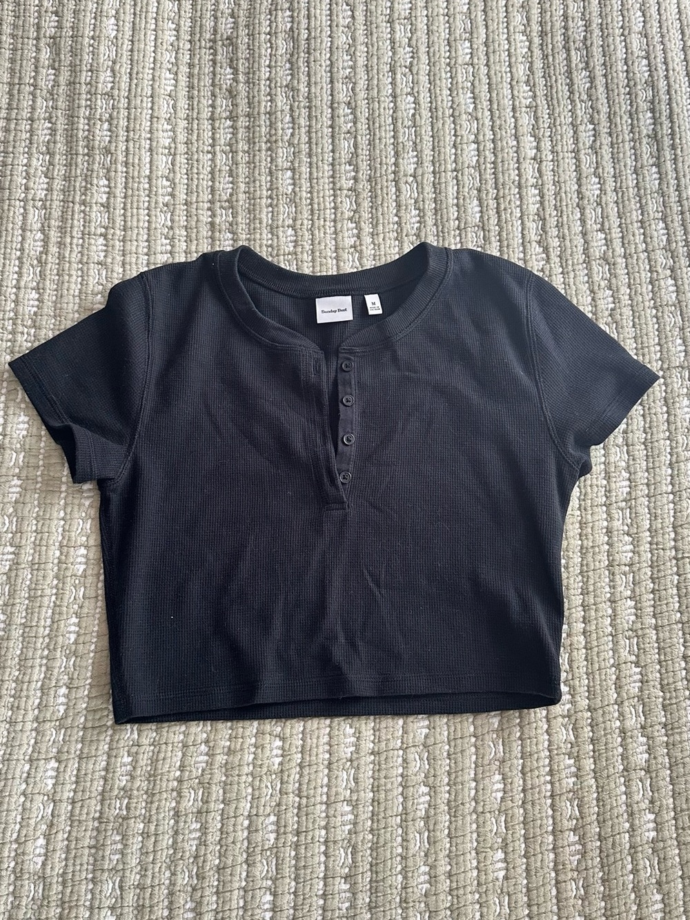 Aritzia Sunday Best 2 Piece Lounge set /Black Ribbed Flare Pants and Henley Crop